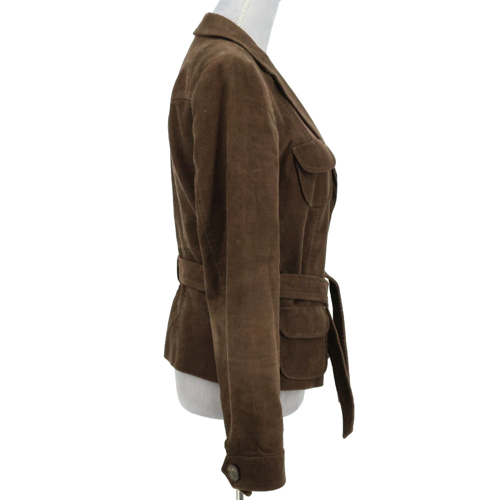 Zara Basic Jacket Womens Large Brown Corduroy Lined Belt Pockets Preppy Academia - Picture 13 of 14